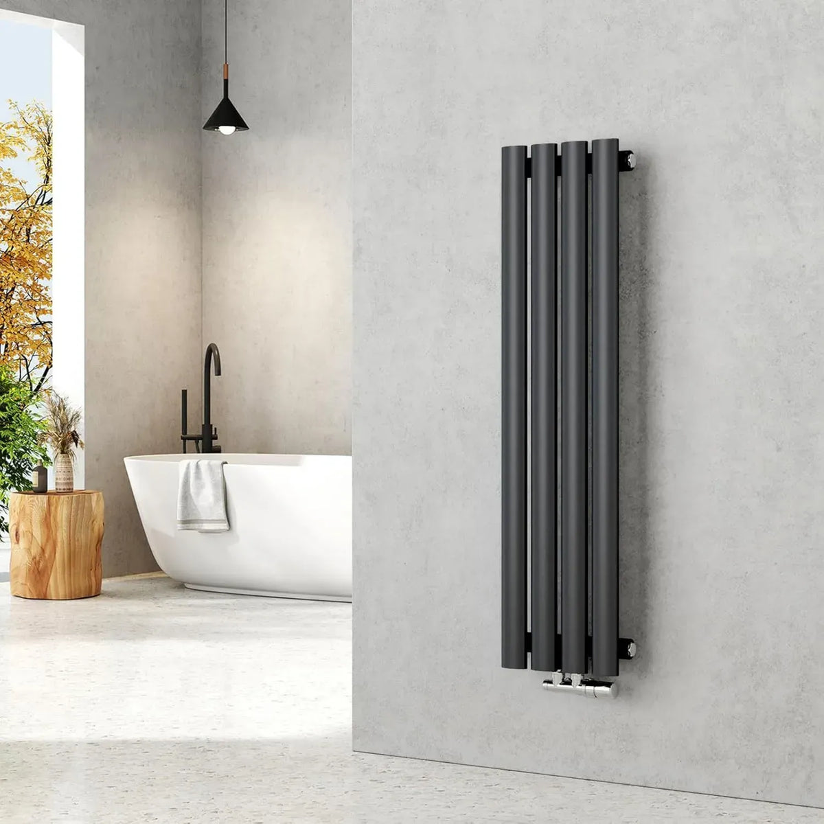 Radiatore Verticale Design Ovale 900x240 mm, Antracite 266 Watt