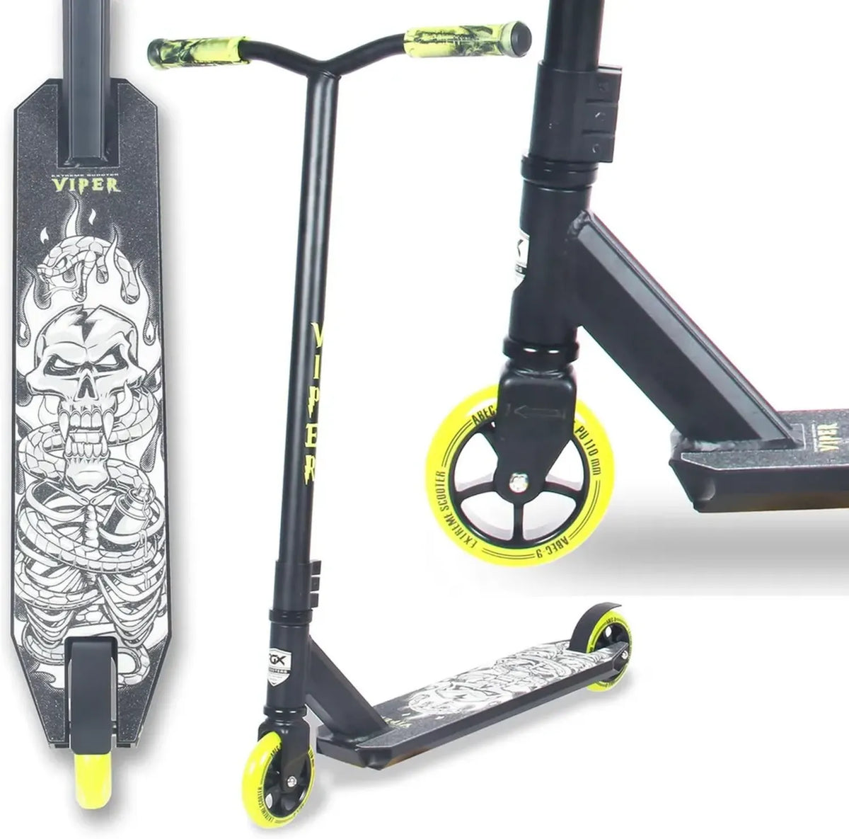 WeLLIFE Monopattino Freestyle Viper RGX Professionale con Manubrio HIC, Ruote 110mm e Cuscinetti Abec9