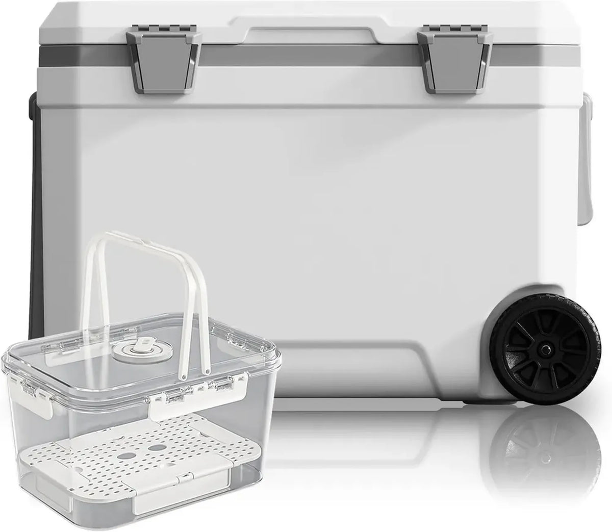 Refrigeratore Portatile 45L con Ruote, Chiusure in Metallo, Conservazione del Ghiaccio fino a 96 Ore, Ideale per Campeggio e Picnic