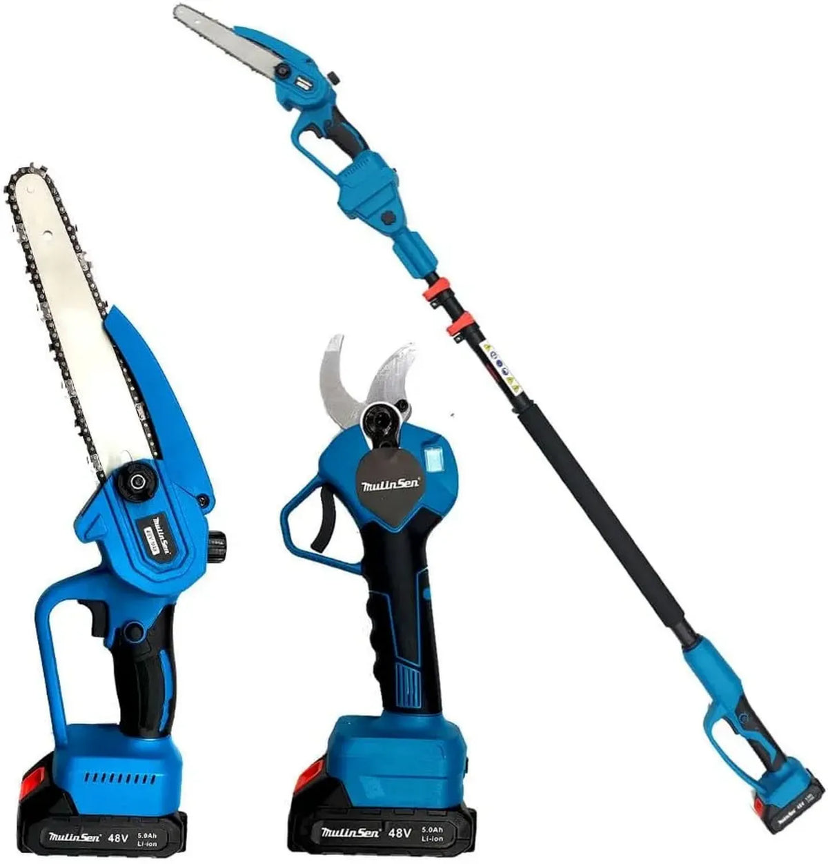 Set da Potatura a Batteria: Motosega 8', Forbici 35mm e Asta Telescopica 230cm