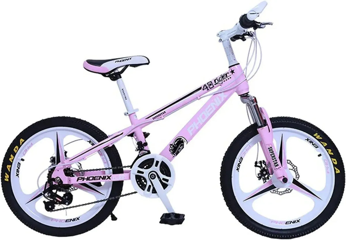 Bicicletta da 20 Pollici per Bambini e Adulti, Mountain Bike a Velocità Variabile con Ruote Integrate, Ideale per Ragazzi e Studenti, Colore Rosa