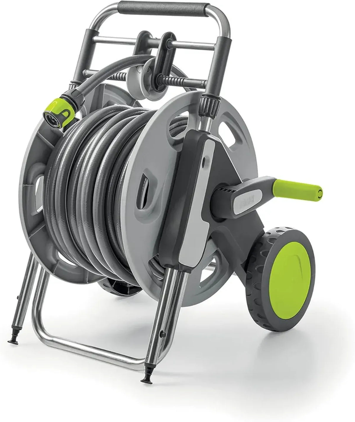 Carrello Avvolgitubo 30m con Sistema Guida-Tubo e Pistola Multigetto, Made in Italy