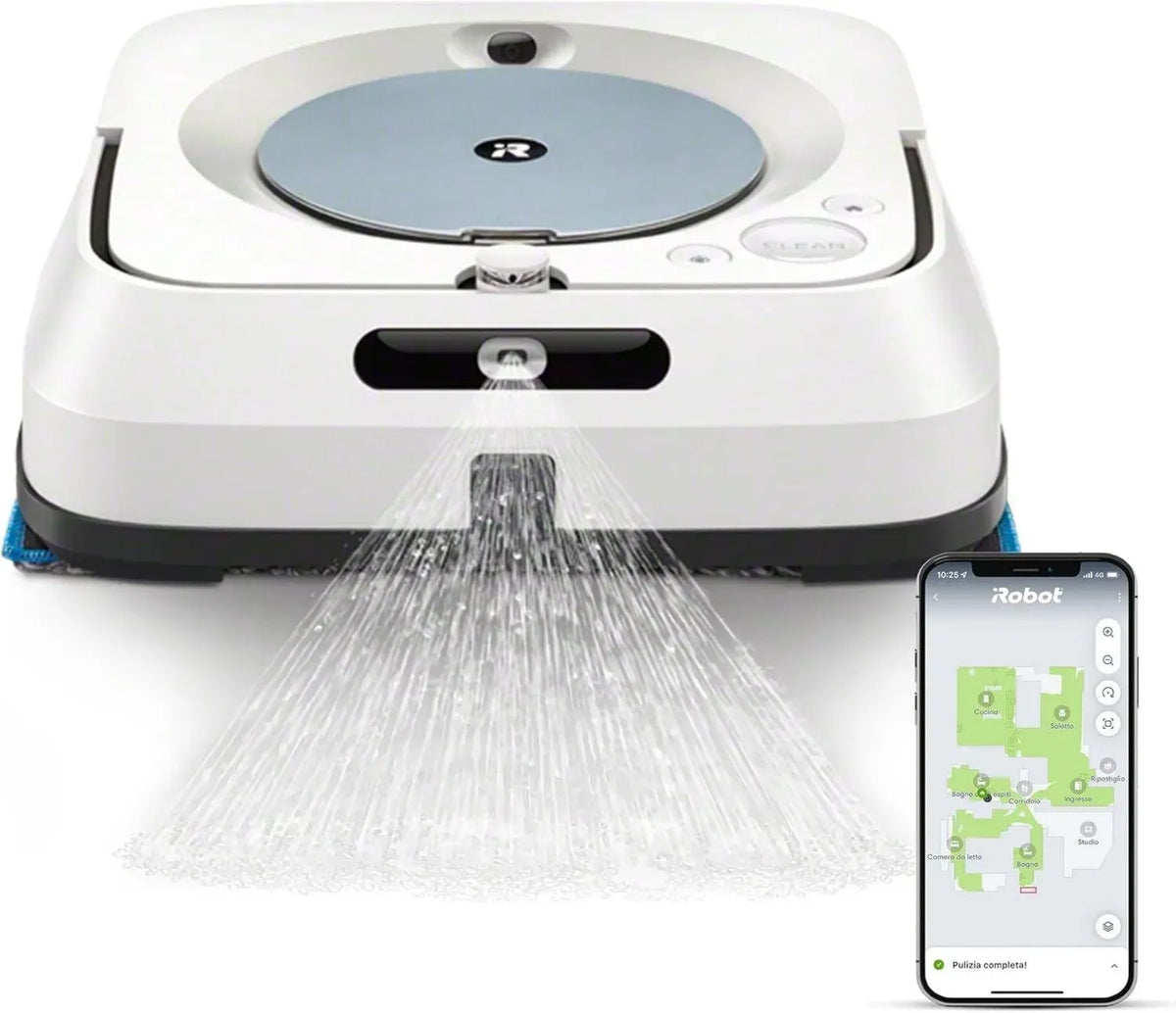iRobot Braava Jet m6 - Robot Lavapavimenti con Spruzzo Precisione, Navigazione Smart, WiFi, 100W, 0.15L, Colore Bianco