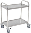 Carrello da Cucina in Acciaio Inox con Ruote, 2 Ripiani, 80x45x82 cm, Argento