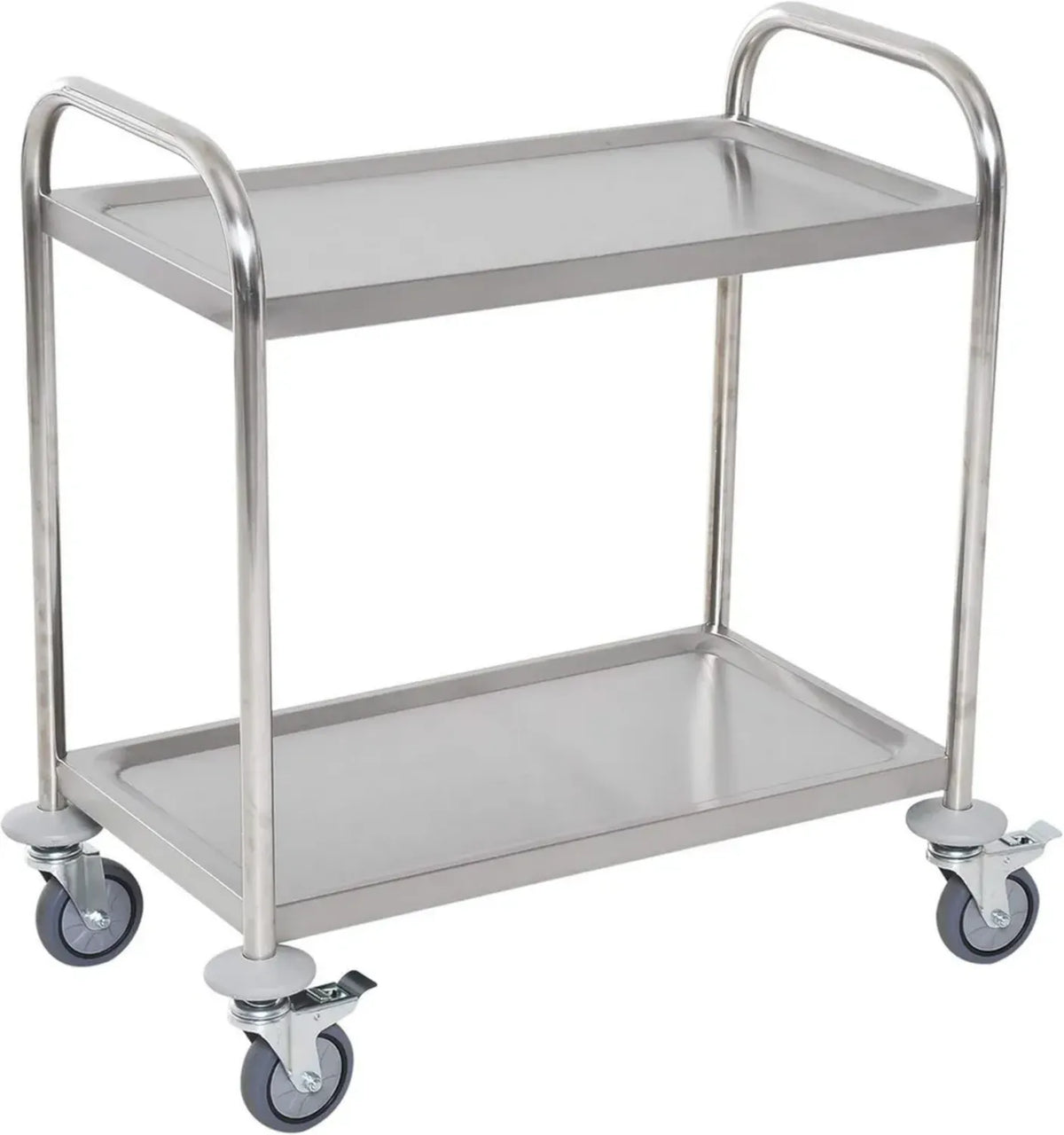 Carrello da Cucina in Acciaio Inox con Ruote, 2 Ripiani, 80x45x82 cm, Argento