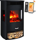 Camino Elettrico KESSER Prio con Fiamma LED, 950/1900W, Termoventilatore, Rilevamento Apertura Finestre, Telecomando
