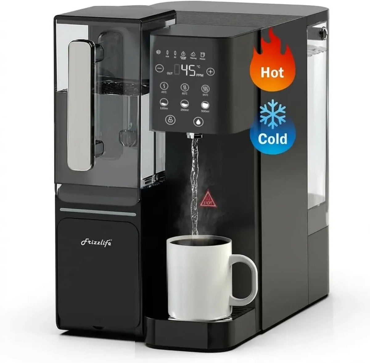 Sistema di osmosi inversa da banco Frizzlife WB99, filtro acqua alcalino con caraffa portatile, certificazione NSF/ANSI 58, monitor TDS, senza installazione