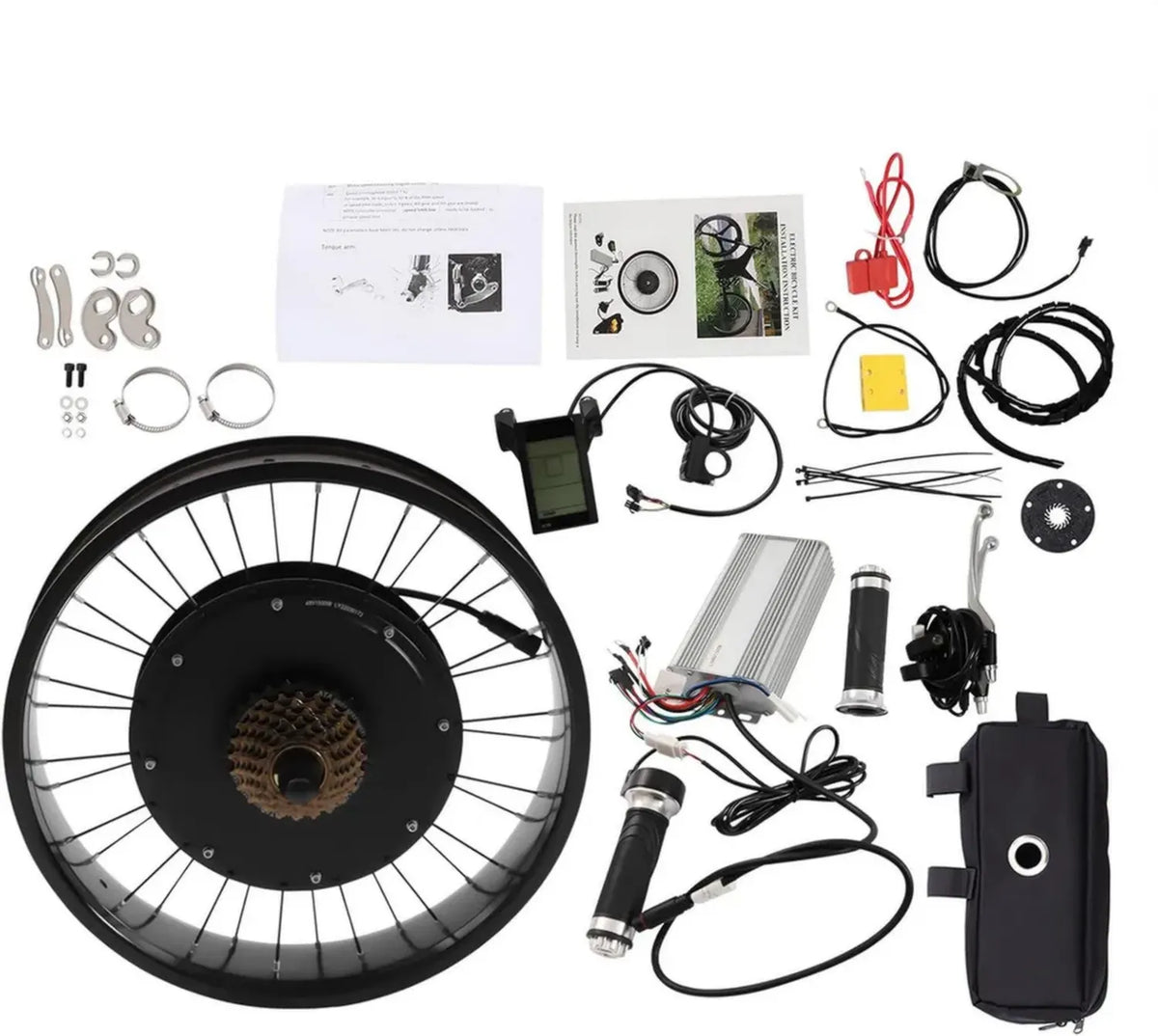 Kit di conversione e-bike 20 pollici 48V 1500W con motore mozzo, ruota anteriore LCD, 5 velocità