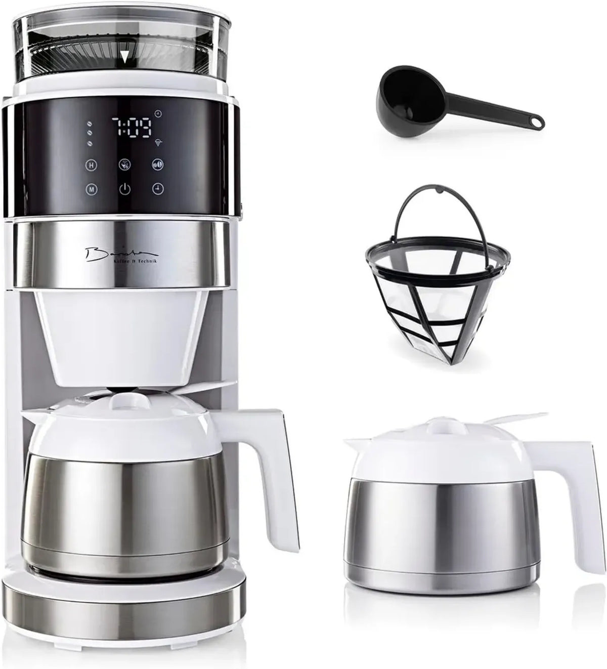 Macchina da caffè Barista con Display Touch, Macinino e Caraffa Termica, 800W