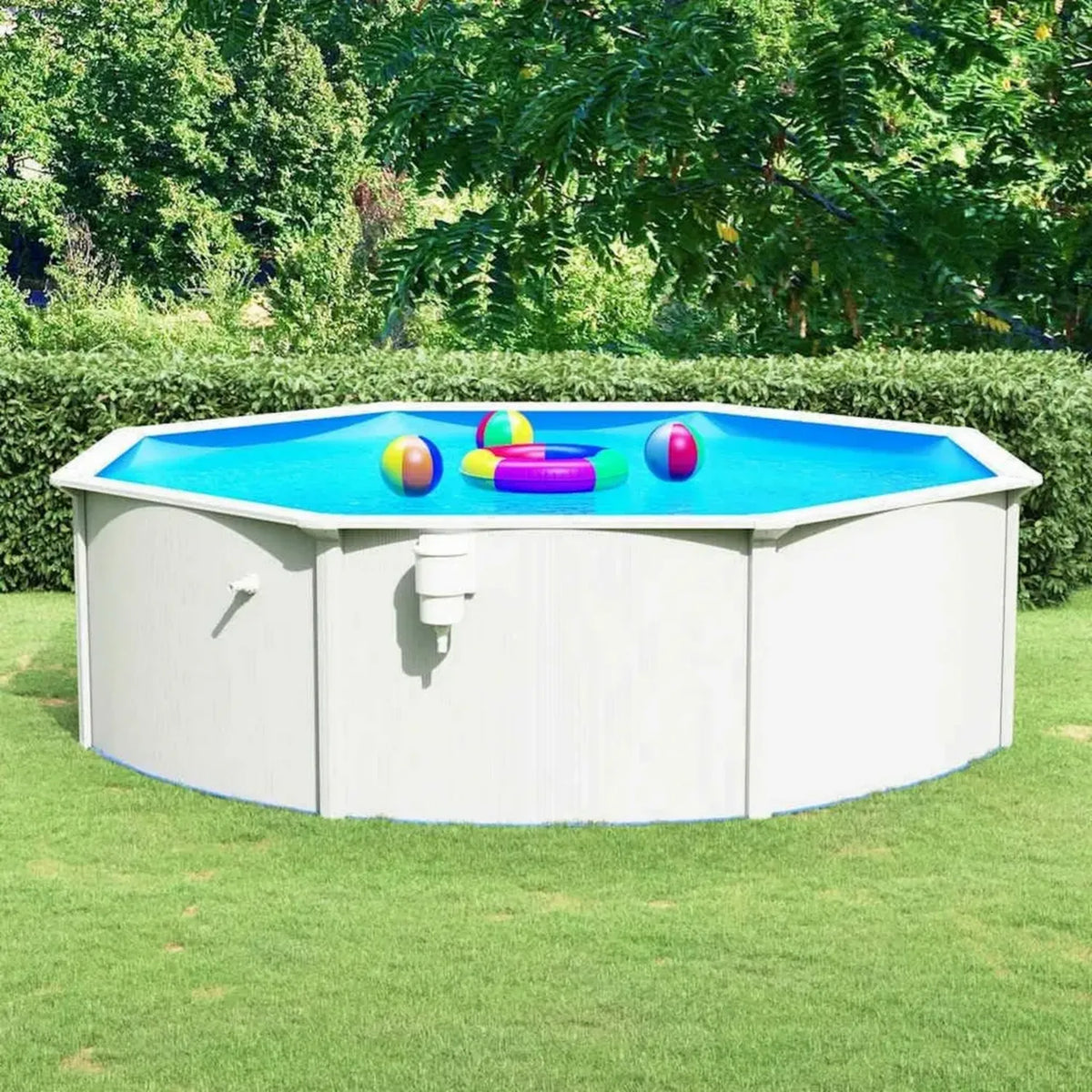Piscina Rotonda in Acciaio Bianco 460x120 cm per Giardino