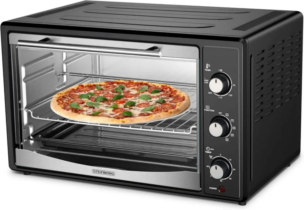Forno a Convezione 45 Litri con Spiedo Elettrico, 1800W, Luce Interna, Teglia e Griglia Inclusi