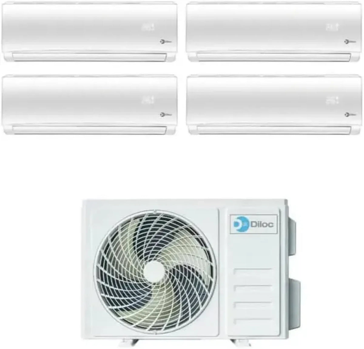 Condizionatore Inverter Multi-Split Diloc Over, 9000+9000+12000+18000 BTU, Efficienza A++, Compatibile Wi-Fi