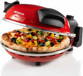 Ariete Forno Pizza 909, Cottura Veloce in 4 Minuti, 5 Livelli di Calore, Piastra Refrattaria Inclusa, Pale in Legno, Fino a 400°C, 1200W, Rosso
