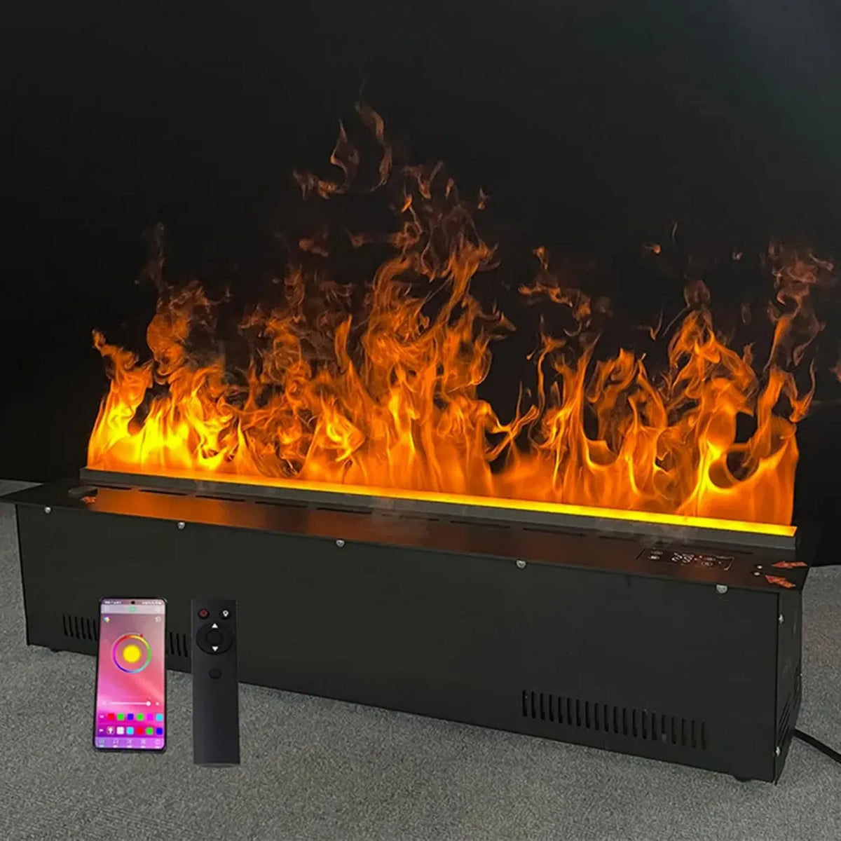 Caminetto Elettrico con Fiamma Realistica, Controllo App e Telecomando, Funzione Umidificatore