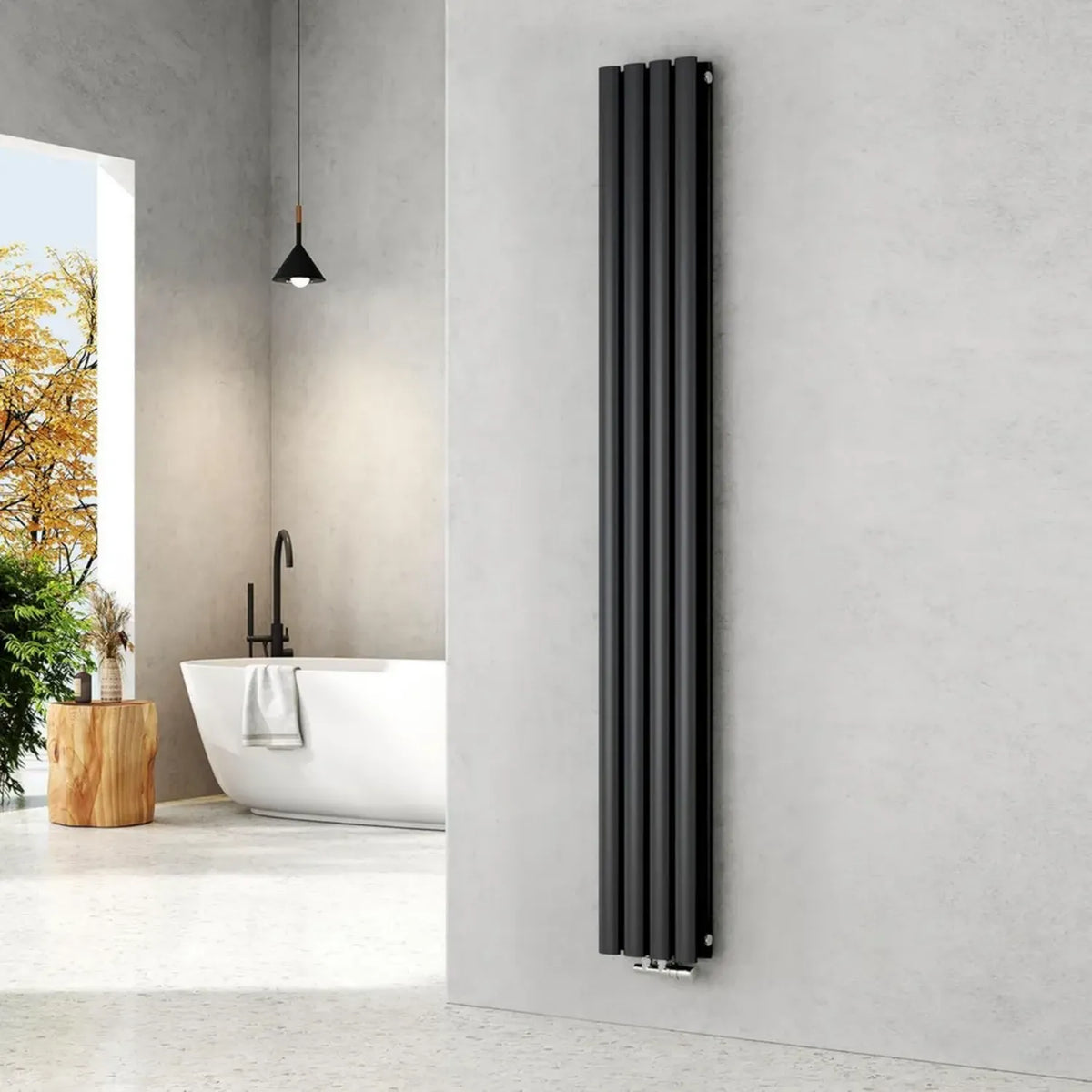 Radiatore Verticale Compatto 1800x240 mm, Design Moderno a Doppio Strato, Finitura Antracite, Potenza 678W