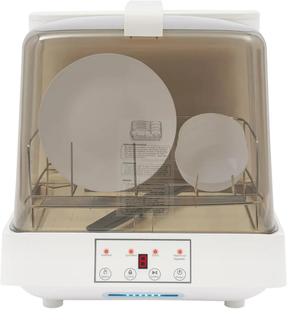 Mini Lavastoviglie da Tavolo 8L, 3 Programmi, Sicurezza Bambini, Controllo Touch, Portatile
