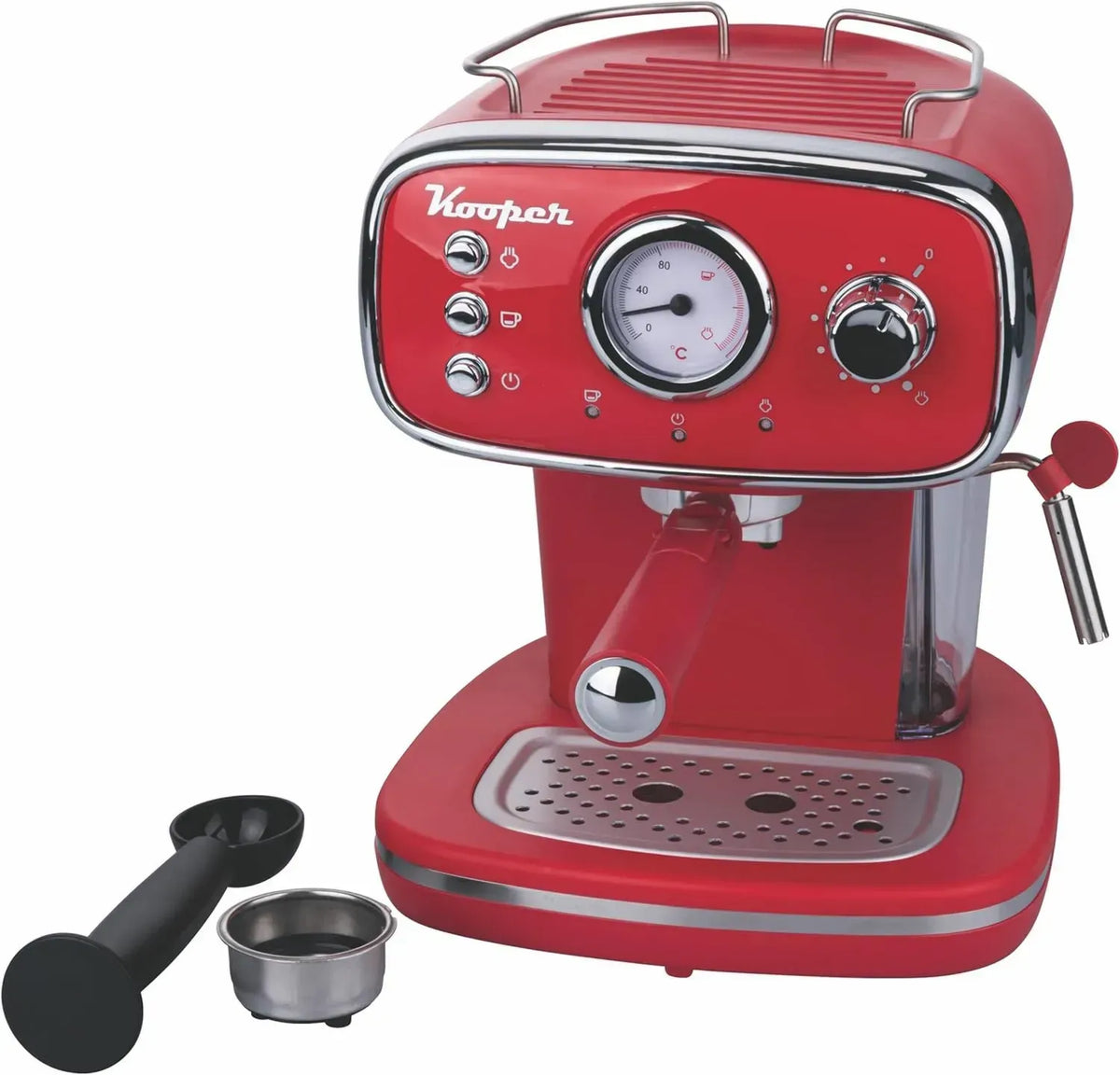 Macchina da caffè espresso automatica con vaporizzatore, 1100 W, colore rosso