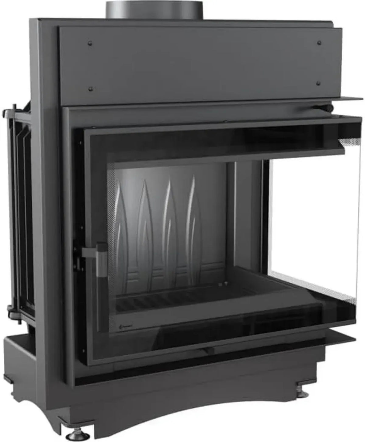 Stufa a Legna Maja Camino con Presa d'Aria, 8 kW, Efficienza 80%, Ghisa e Acciaio, Vetro Decorativo, Uscita 200 mm