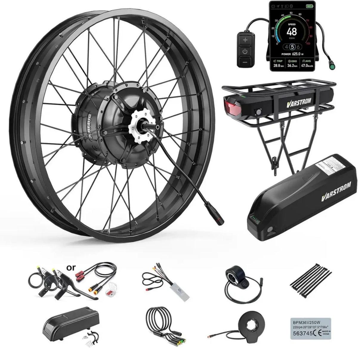 Kit di Conversione Bici Elettrica BAFANG 48V 1000W - Motore Posteriore G062 per Ruote 20' 26' con Batteria e Display Opzionali - Adatto per Pneumatici Fat su Spiaggia e Cruiser, Forcella 175mm
