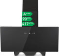 Cappa Aspirante Inclinata 90 cm, Classe A+++, 416 m³/h, Silenziosa 58 dB, Controllo Touch e Gesti, Modalità Scarico e Ricircolo, 2 Filtri a Carboni Attivi