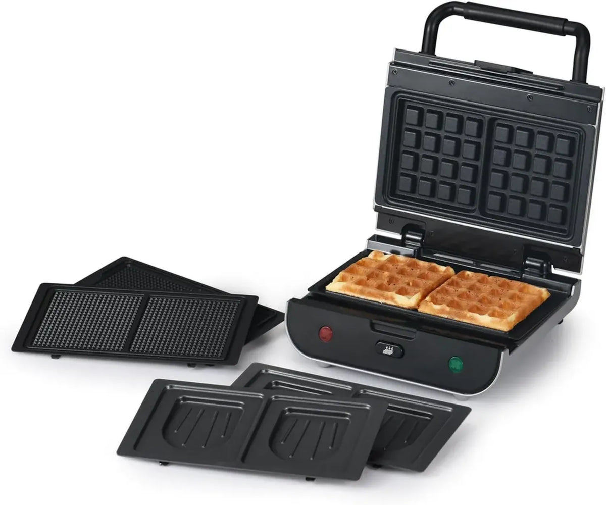 Macchina per Waffle e Panini 3 in 1 con Piastre Antiaderenti