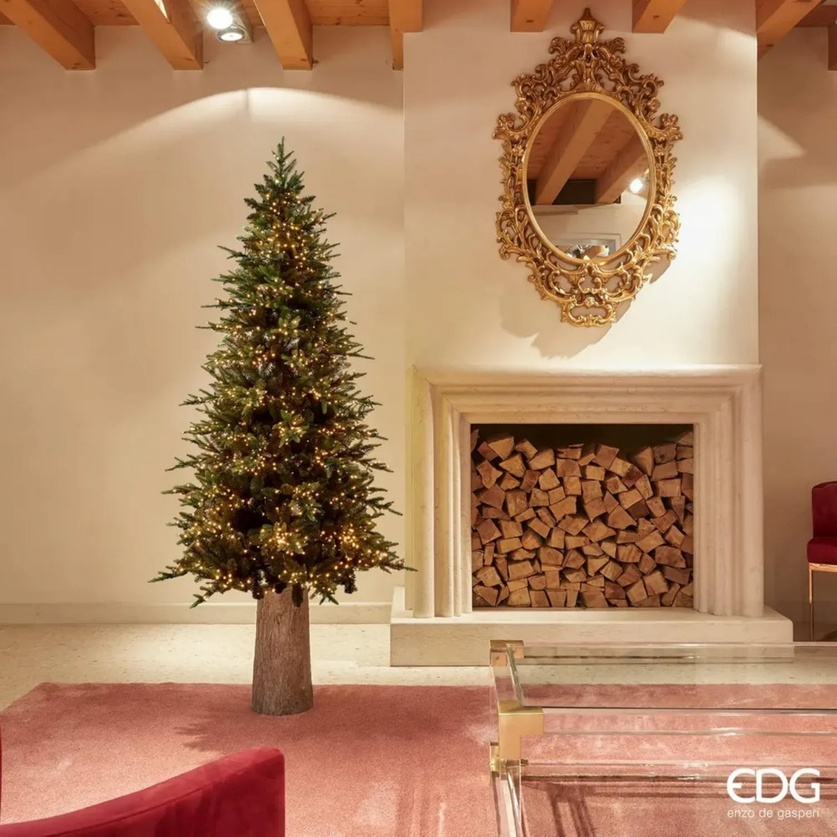 Albero di Natale Pino Slim Lusso 180x100cm con 2000 LED e 1839 Rami Realistico