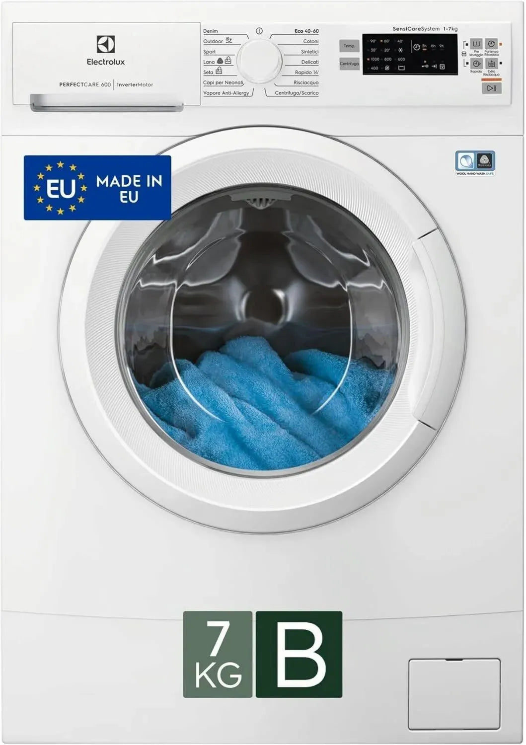 Lavatrice Slim Electrolux EW6S507W, 7 kg, SensiCare 600, Avvio Ritardato, Programma Rapido, LED, 951 Giri/min, Classe B, Bianco