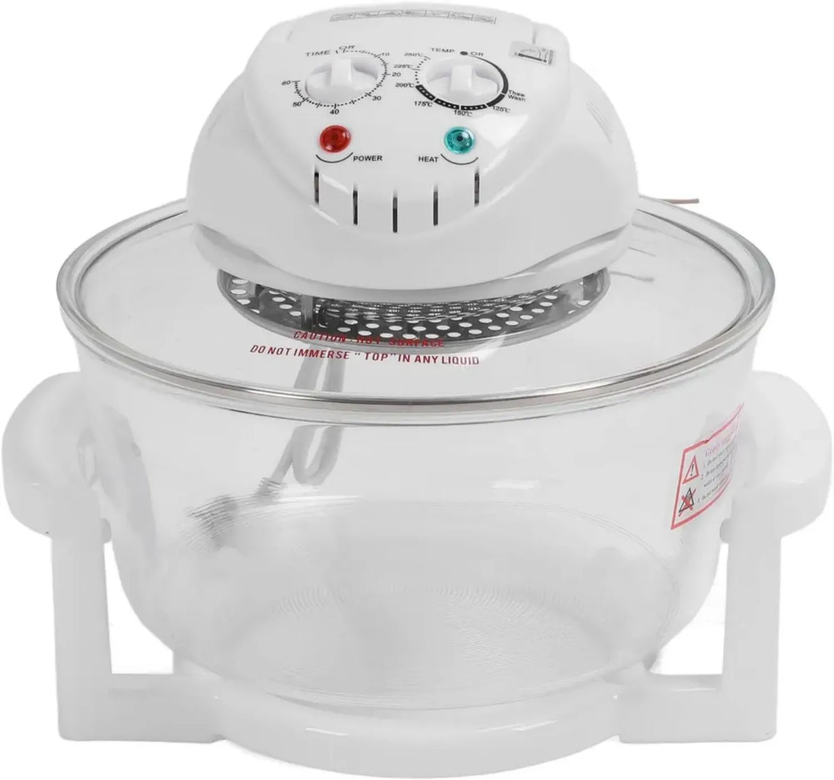 Friggitrice ad Aria da 12 Litri in Vetro con Visione a 360°, Funzione Scongelamento, Potenza 1200-1400 W