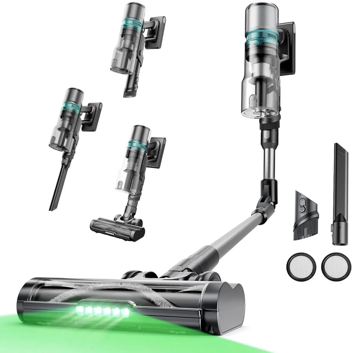 Proscenic P16 Aspirapolvere Senza Fili 550W, Autonomia 65 Minuti, Scopa Elettrica Pieghevole con Spazzola Antigroviglio e Batteria Rimovibile