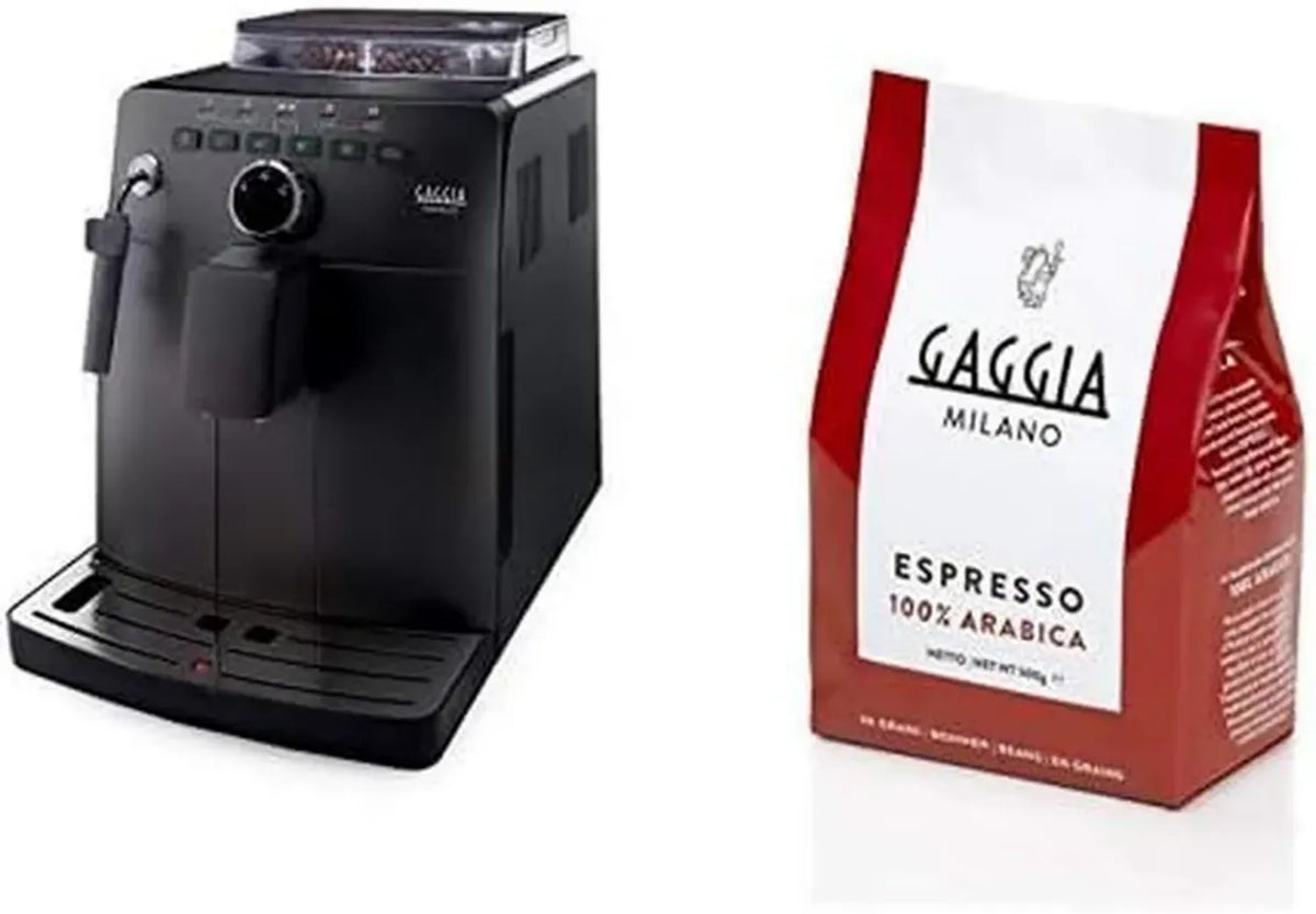 Macchina Espresso Automatica Gaggia Naviglio Nera, 1850W, con Caffè in Grani Arabica 500g