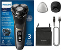Philips Rasoio Elettrico Serie 3000 Wet&Dry per Uomo, Tecnologia SkinProtect, Nero, Rifinitore a Scomparsa, Caricatore e Custodia da Viaggio