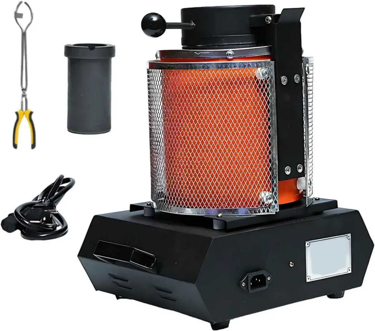 Forno a Fusione 3KG 1800W 1150°C con Crogiolo in Grafite, Ideale per Metalli e Gioielli, Rete Isolante Inclusa, 110V
