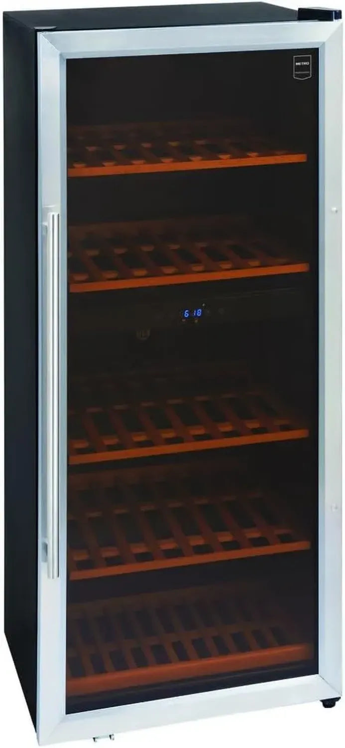 Frigorifero per Vino in Acciaio Inox con Doppia Zona, 91 Bottiglie, Termostato Touch e LED