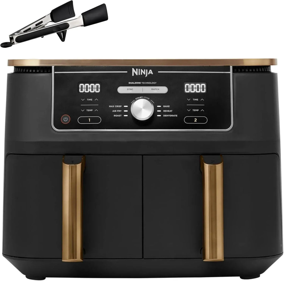 Friggitrice ad Aria Ninja Foodi Max, 2 Cestelli Antiaderenti, 9.5L, 6 Funzioni, Croccantezza Perfetta, Senza Olio, Ideale per Arrosto e Cottura, Per 8 Persone, Colore Rame/Nero, Modello AF400EUCP