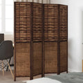 Paravento Flessibile in Legno Paulownia e Bambù, 4 Pannelli, Marrone Scuro, 40 x 180 cm