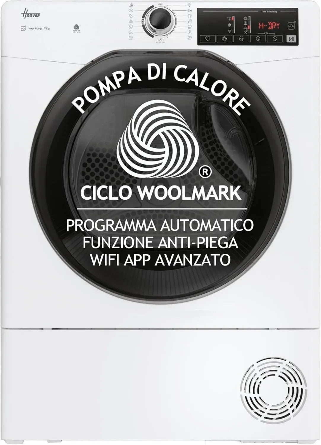 Hoover H-DRY 350 Asciugatrice 9 Kg, Pompa di Calore, Wi-Fi, Classe D, 16 Programmi, Bianca